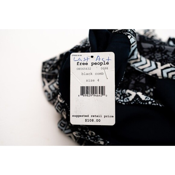 Free People Tegan Border Printed Mini Dress Black Comb Size 4 - Picture 3 of 6